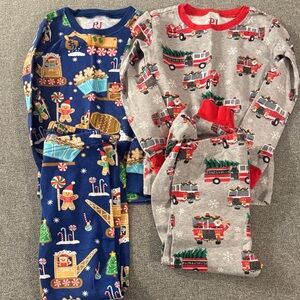 5/$15- Kids Pajamas Set - Festive Blue and Gray